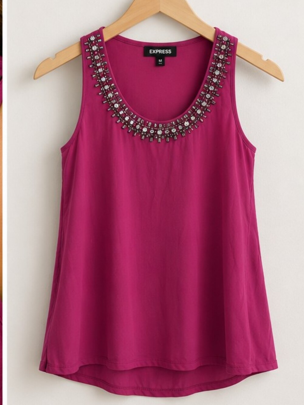 Express Size M Pink Embellished Beaded Neckline Tank Top